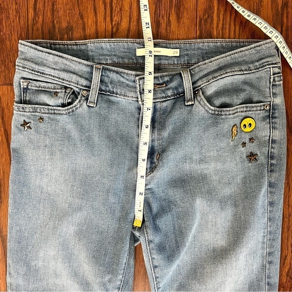 Levi’s 711 Skinny Embellished Lightning Bolt Star Light Wash Jeans Size 29 - Picture 14 of 17